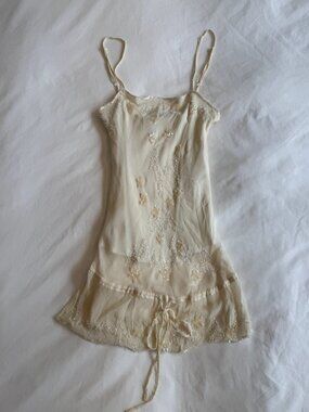 Jane norman cream and gold beaded lace babydoll cami with adjustable straps and